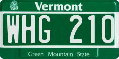 VT license plate WHG210