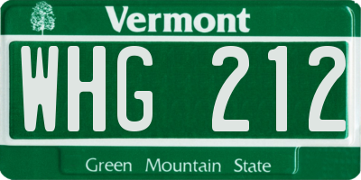 VT license plate WHG212