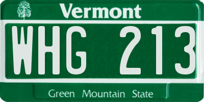 VT license plate WHG213