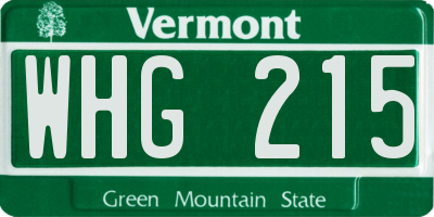 VT license plate WHG215