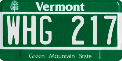 VT license plate WHG217