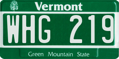 VT license plate WHG219