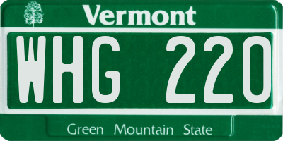VT license plate WHG220