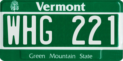 VT license plate WHG221
