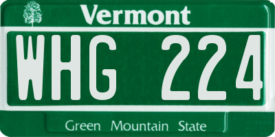 VT license plate WHG224