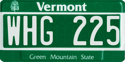 VT license plate WHG225