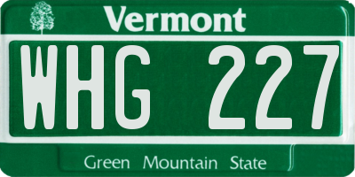 VT license plate WHG227