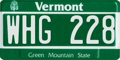 VT license plate WHG228