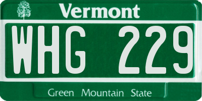 VT license plate WHG229