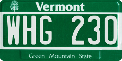 VT license plate WHG230