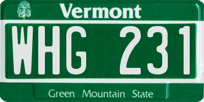 VT license plate WHG231