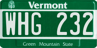 VT license plate WHG232
