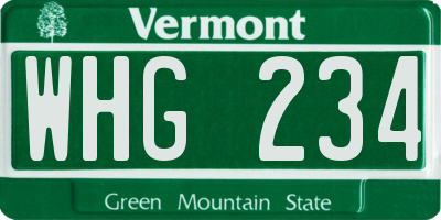 VT license plate WHG234
