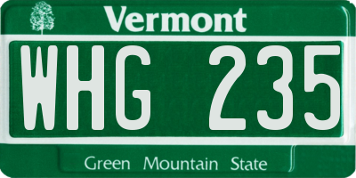 VT license plate WHG235