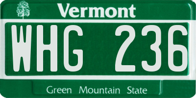 VT license plate WHG236