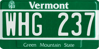 VT license plate WHG237