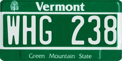 VT license plate WHG238