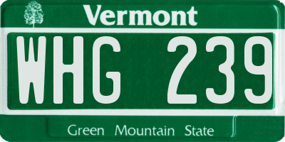 VT license plate WHG239