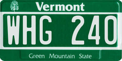 VT license plate WHG240