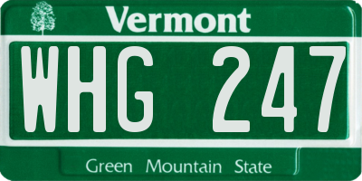 VT license plate WHG247