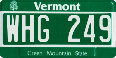 VT license plate WHG249