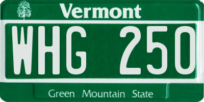 VT license plate WHG250