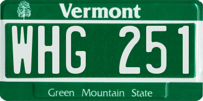 VT license plate WHG251
