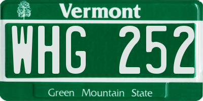 VT license plate WHG252