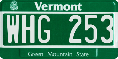 VT license plate WHG253