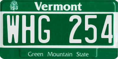 VT license plate WHG254