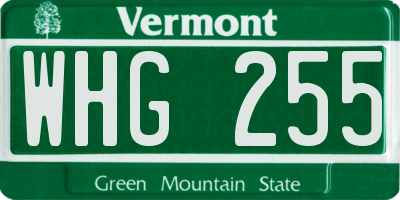VT license plate WHG255