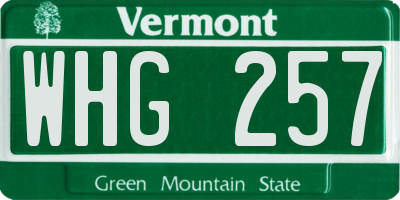 VT license plate WHG257