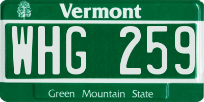 VT license plate WHG259