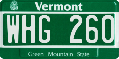VT license plate WHG260
