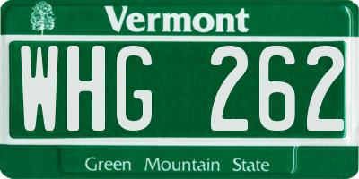 VT license plate WHG262