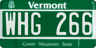 VT license plate WHG266