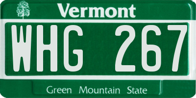 VT license plate WHG267