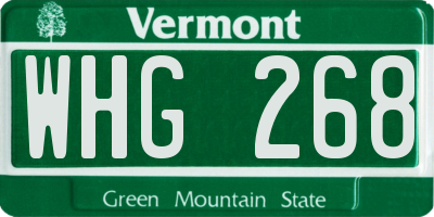 VT license plate WHG268