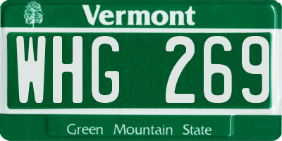 VT license plate WHG269
