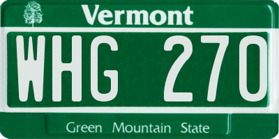 VT license plate WHG270