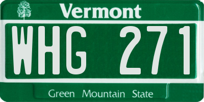 VT license plate WHG271