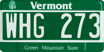 VT license plate WHG273