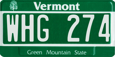 VT license plate WHG274