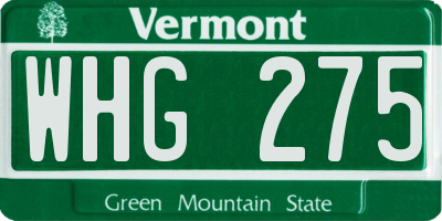 VT license plate WHG275