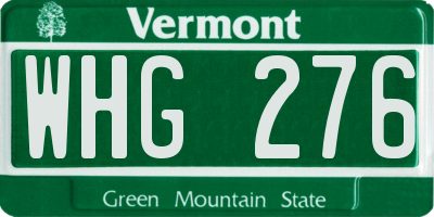 VT license plate WHG276