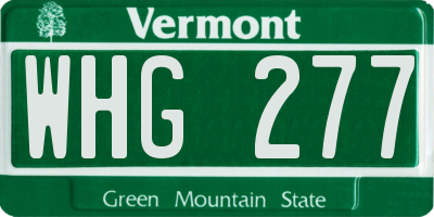 VT license plate WHG277