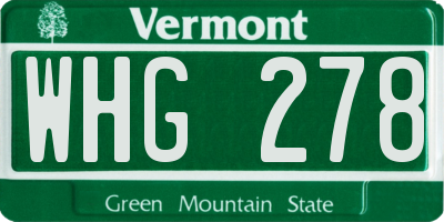 VT license plate WHG278