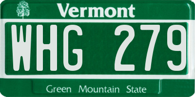 VT license plate WHG279