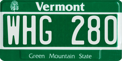 VT license plate WHG280