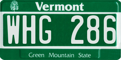 VT license plate WHG286